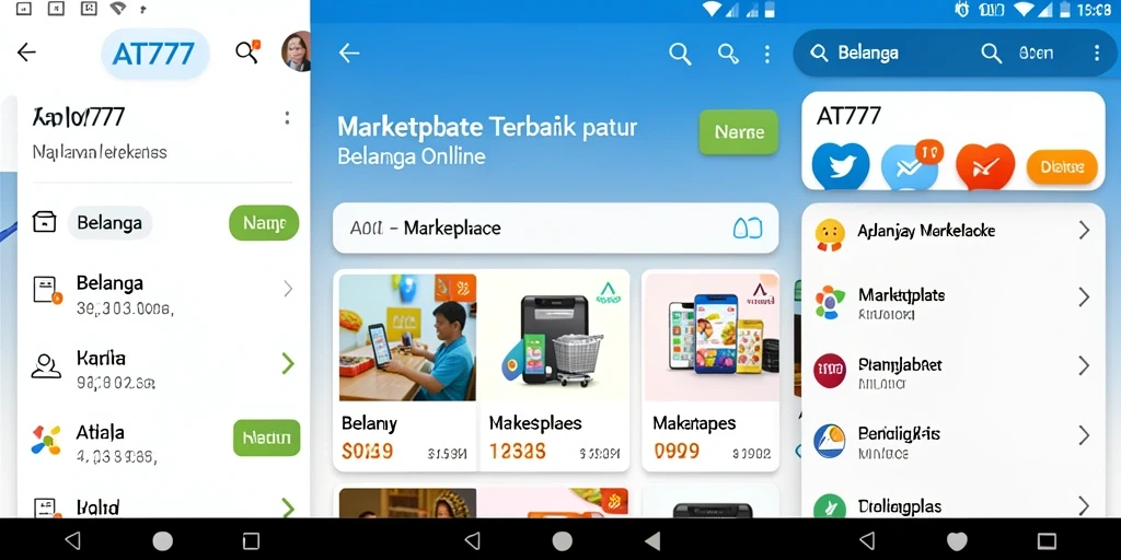 Tampilan antarmuka AT777 dengan fitur pencarian dan kategori produk yang jelas.
