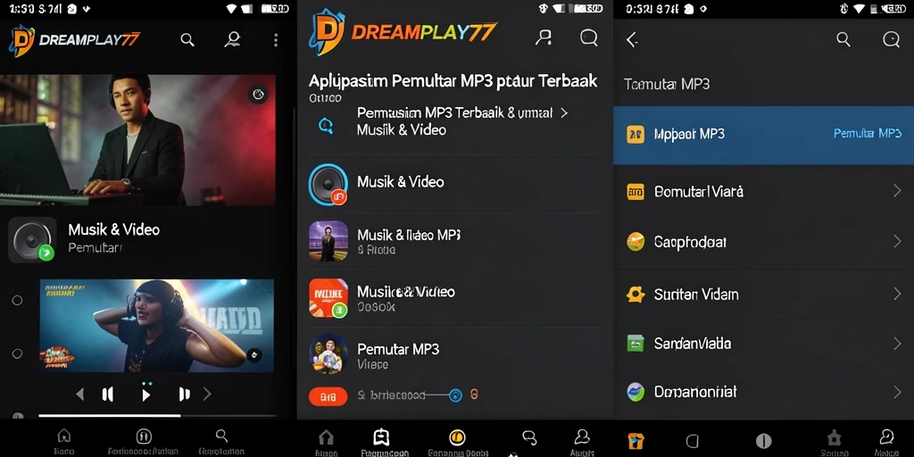 Antarmuka pengguna DREAMPLAY77 yang bersih dan fungsional.