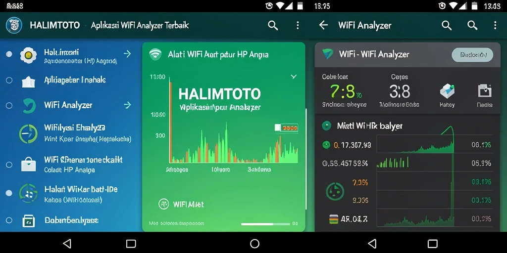 Tampilan antarmuka aplikasi HALIMTOTO yang menampilkan analisis jaringan WiFi.
