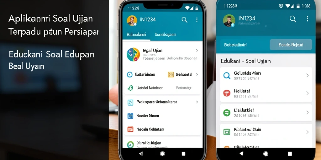 Tampilan antarmuka aplikasi Soal Ujian IN1234 yang modern dan user-friendly.