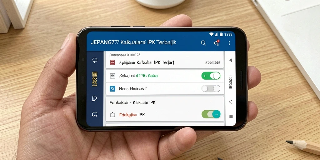 Screenshot antarmuka aplikasi kalkulator IPK JEPANG77 yang user-friendly.