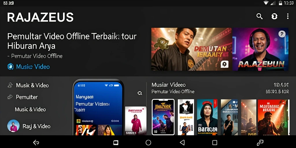 Antarmuka RAJAZEUS yang intuitif dan menarik untuk Pemutar Video Offline.